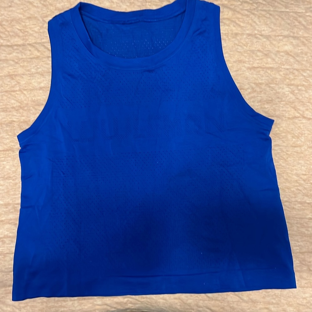 Lululemon blue mesh crop tank, size 4